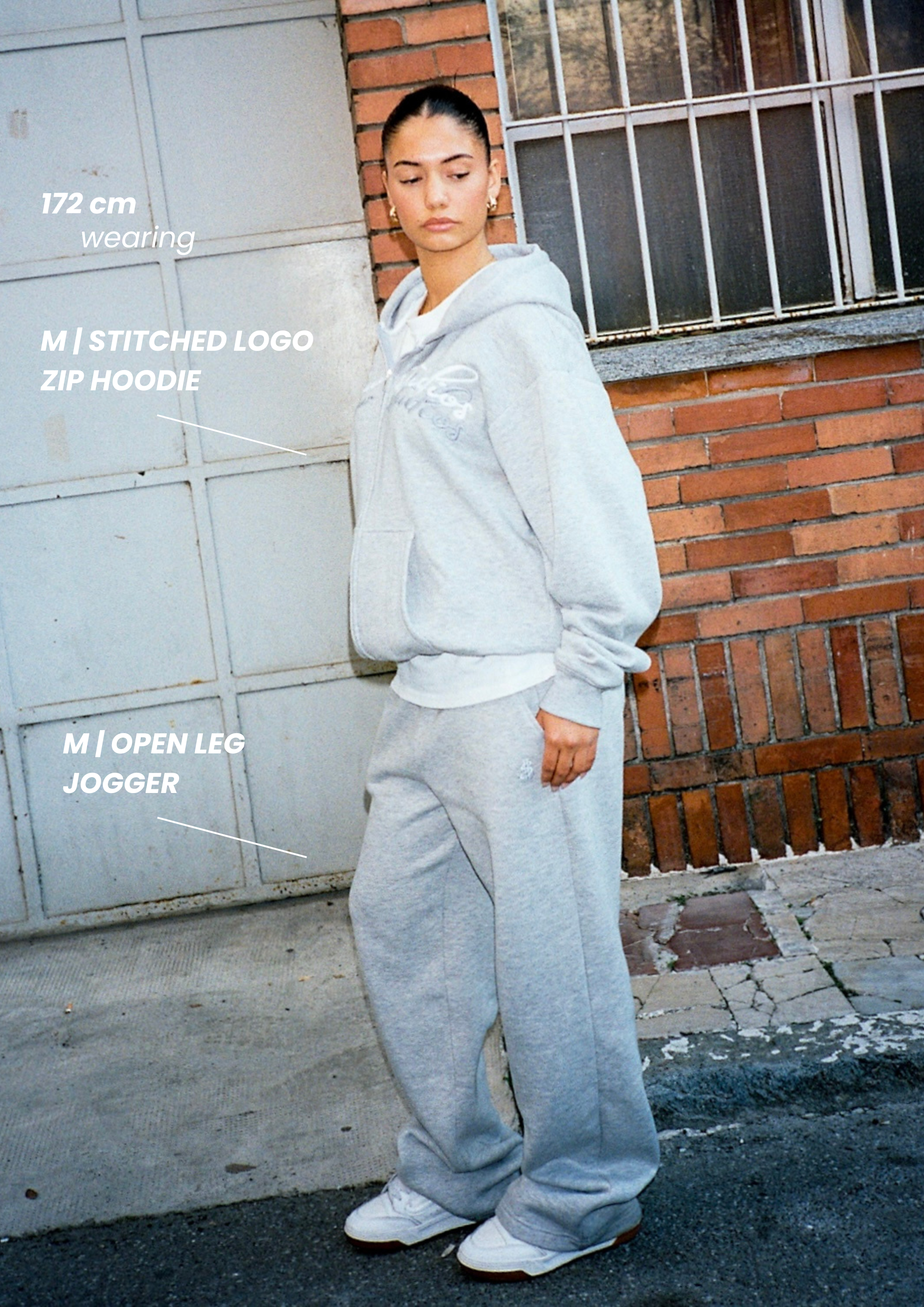 OG LOGO ZIP HOODIE GREY MELANGE