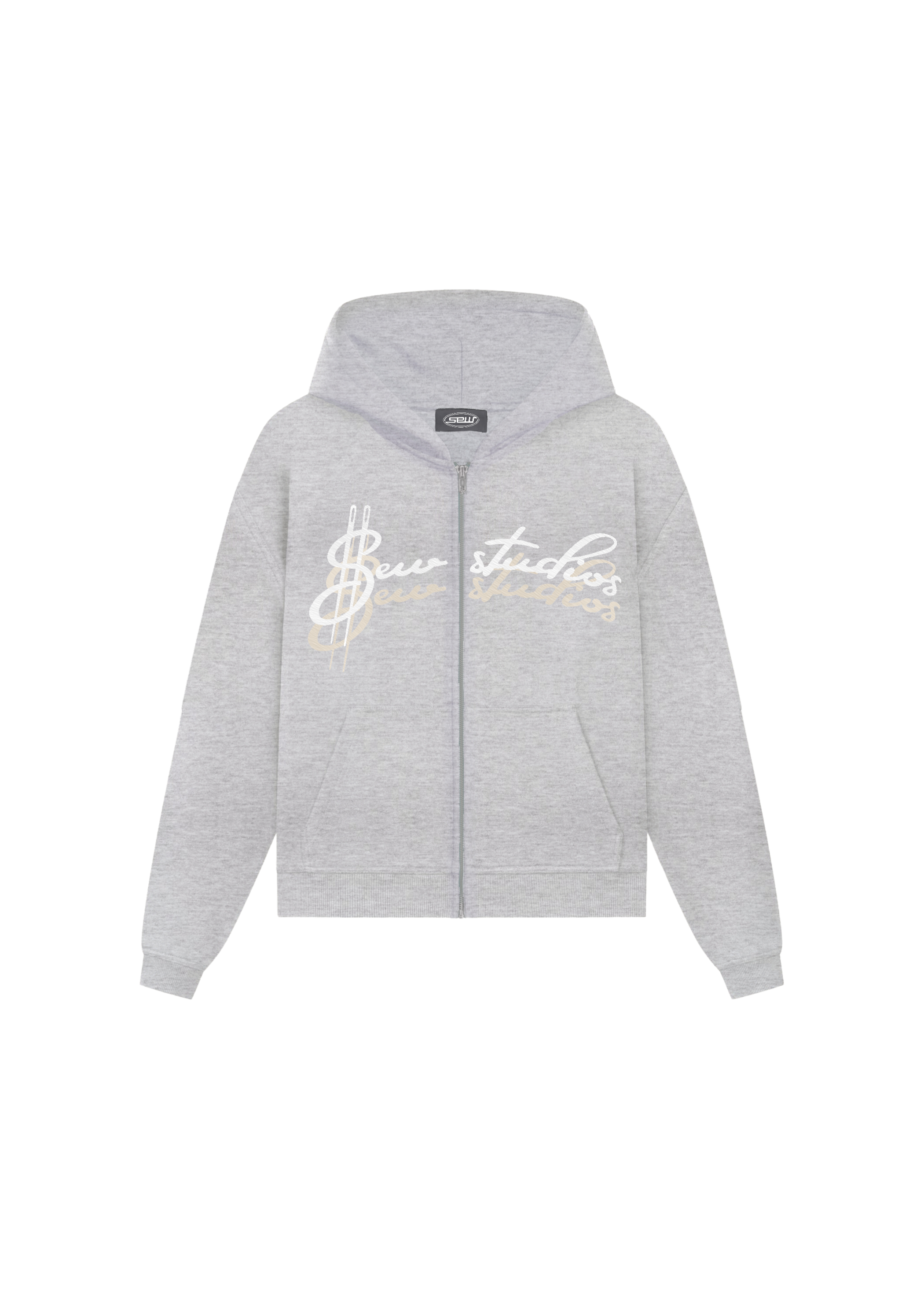 OG LOGO ZIP HOODIE GREY MELANGE