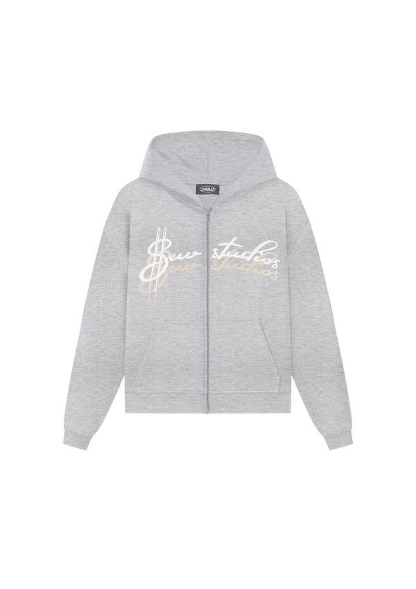 OG LOGO ZIP HOODIE GREY MELANGE